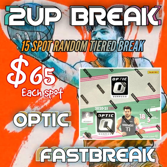 2020-21 Optic Fastbreak Box - Random Tiered 2UP Break - 15 Spots #8B041 - 26/02/22
